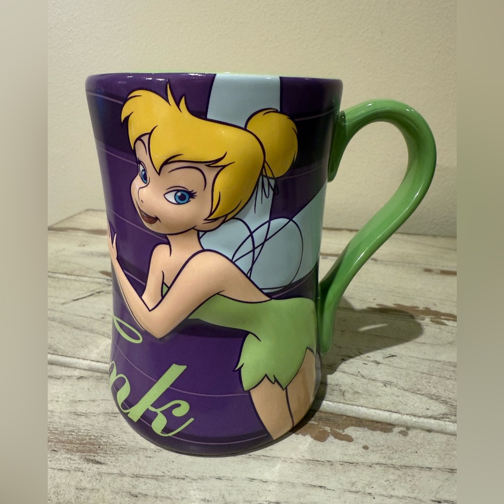 Rare Tink Disney 3D Raised Image TinkerBell Purple and Green Mug